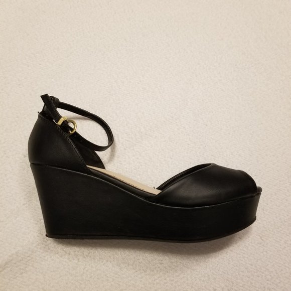 Platform Sandals Ankle Strap Peep Toe Wedge US 6 Bamboo - Picture 3 of 15